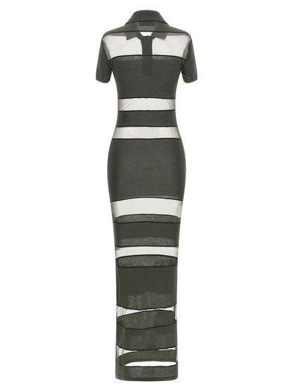 Dress by Coperni for women in stretch polyamide cotton bicolour, green, transparent & striped features an eye catching silhouette with a sophisticated split neckline, elegant , and a refined short long for a eye catching aesthetic.