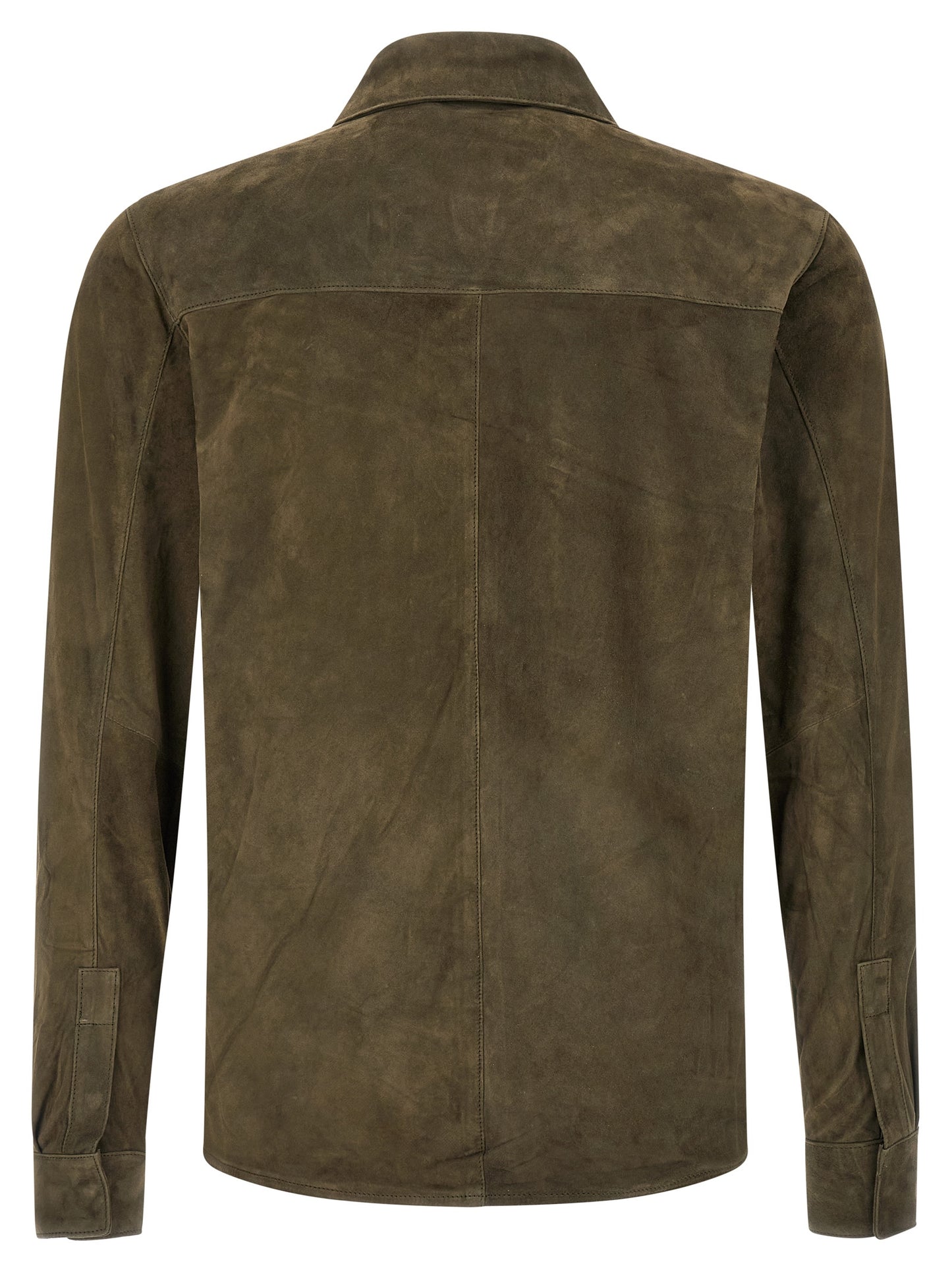 Blouse by GIORGIO BRATO for men in suede leather bicolour & green showcases a sublime silhouette, artfully detailed with a sublime and for a sophisticated, sublime finish.