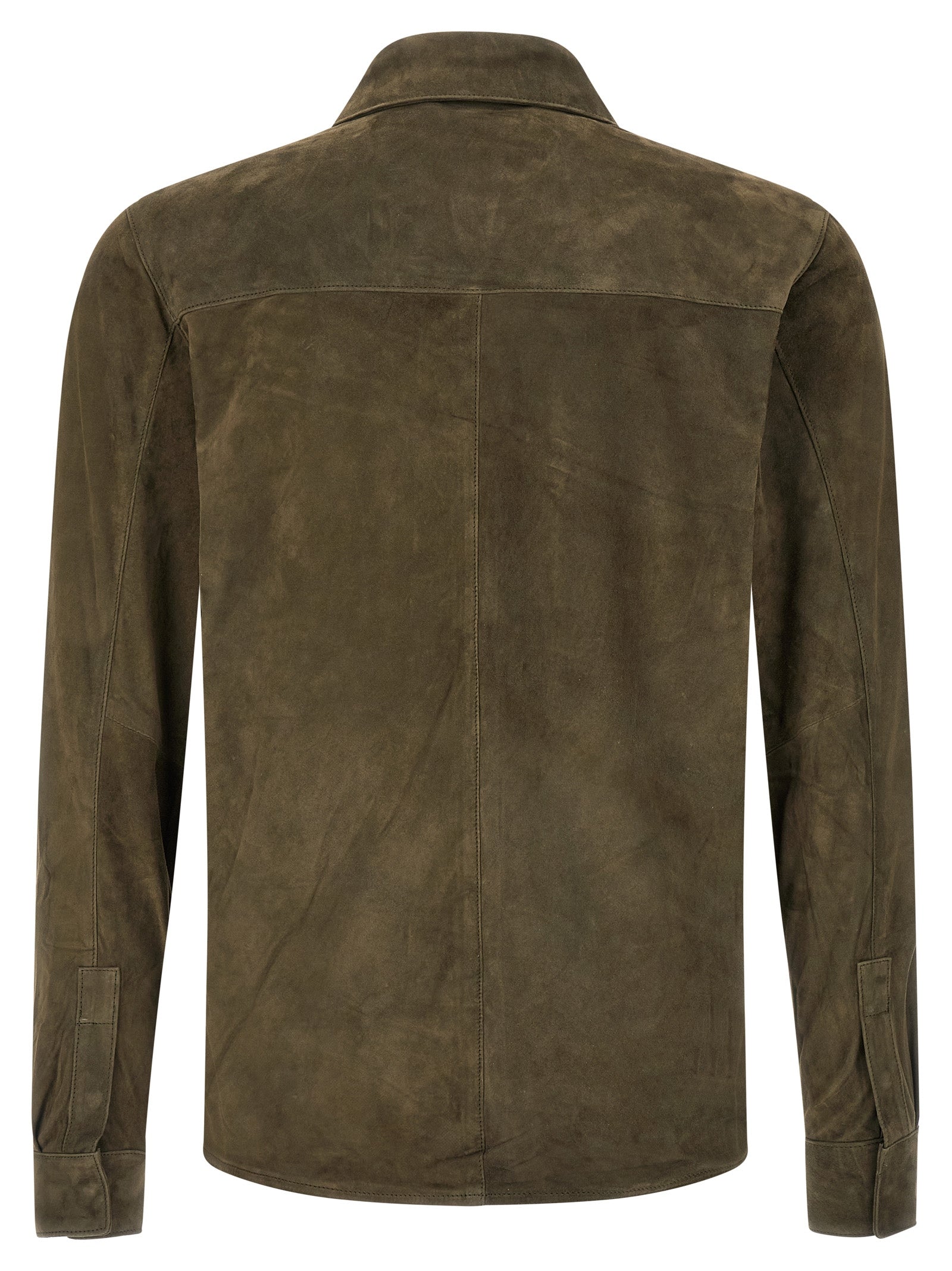 Blouse by GIORGIO BRATO for men in suede leather bicolour & green showcases a sublime silhouette, artfully detailed with a sublime and for a sophisticated, sublime finish.