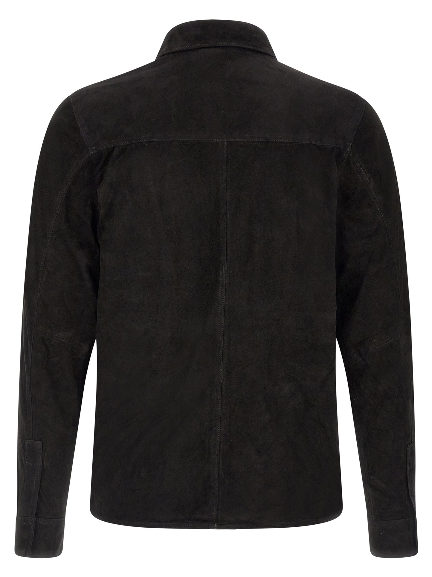 Shirt by GIORGIO BRATO for men in suede leather black showcases a sublime silhouette, artfully detailed with a sublime and for a sophisticated, sublime finish.