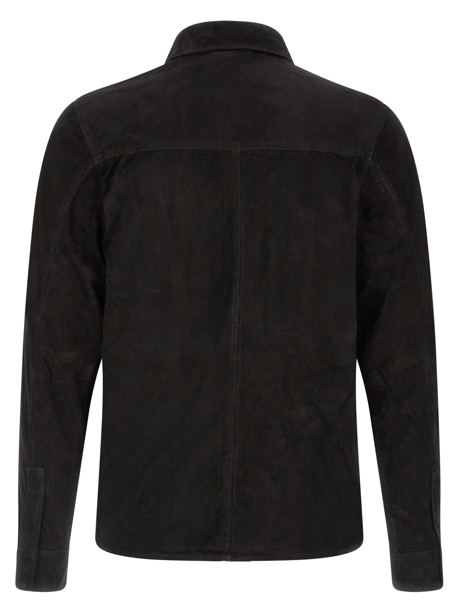 Shirt by GIORGIO BRATO for men in suede leather black showcases a sublime silhouette, artfully detailed with a sublime and for a sophisticated, sublime finish.