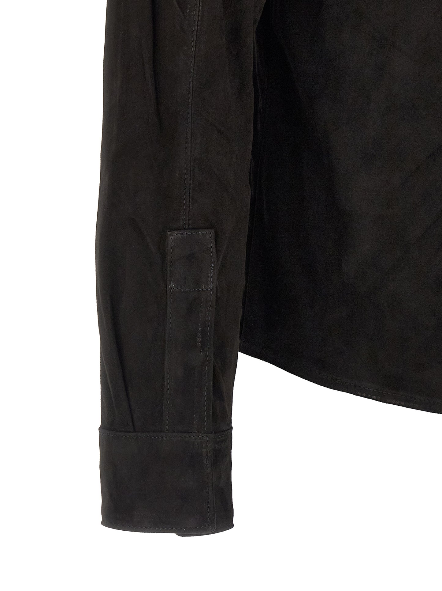 Shirt by GIORGIO BRATO for men in suede leather black features an polished silhouette, showcasing a sophisticated and detail for a truly polished finish.