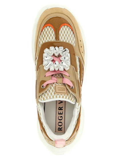 Athletic Sneakers by Roger Vivier for women in nappa & patent calfskin leather beige showcases an impeccable silhouette, defined by an impeccable athletic style design that perfectly captures the essence of the Viv Women's Athletic Nappa & Patent Calfskin Leather Sneakers.