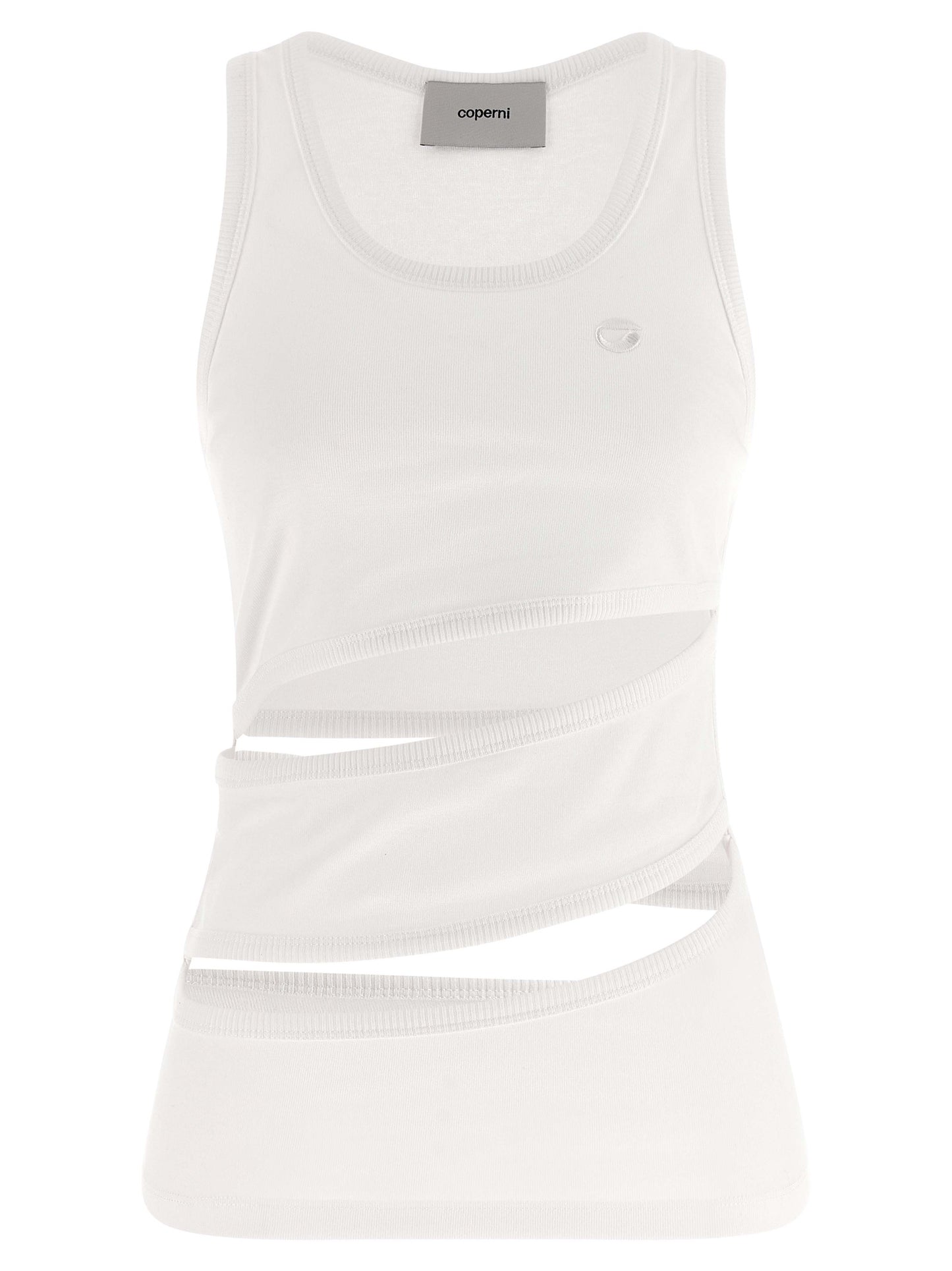 Tank Top by Coperni for women in organic cotton white features an bespeak silhouette, showcasing an bespeak sleeveless and bespeak round neckline for a truly sophisticated look.