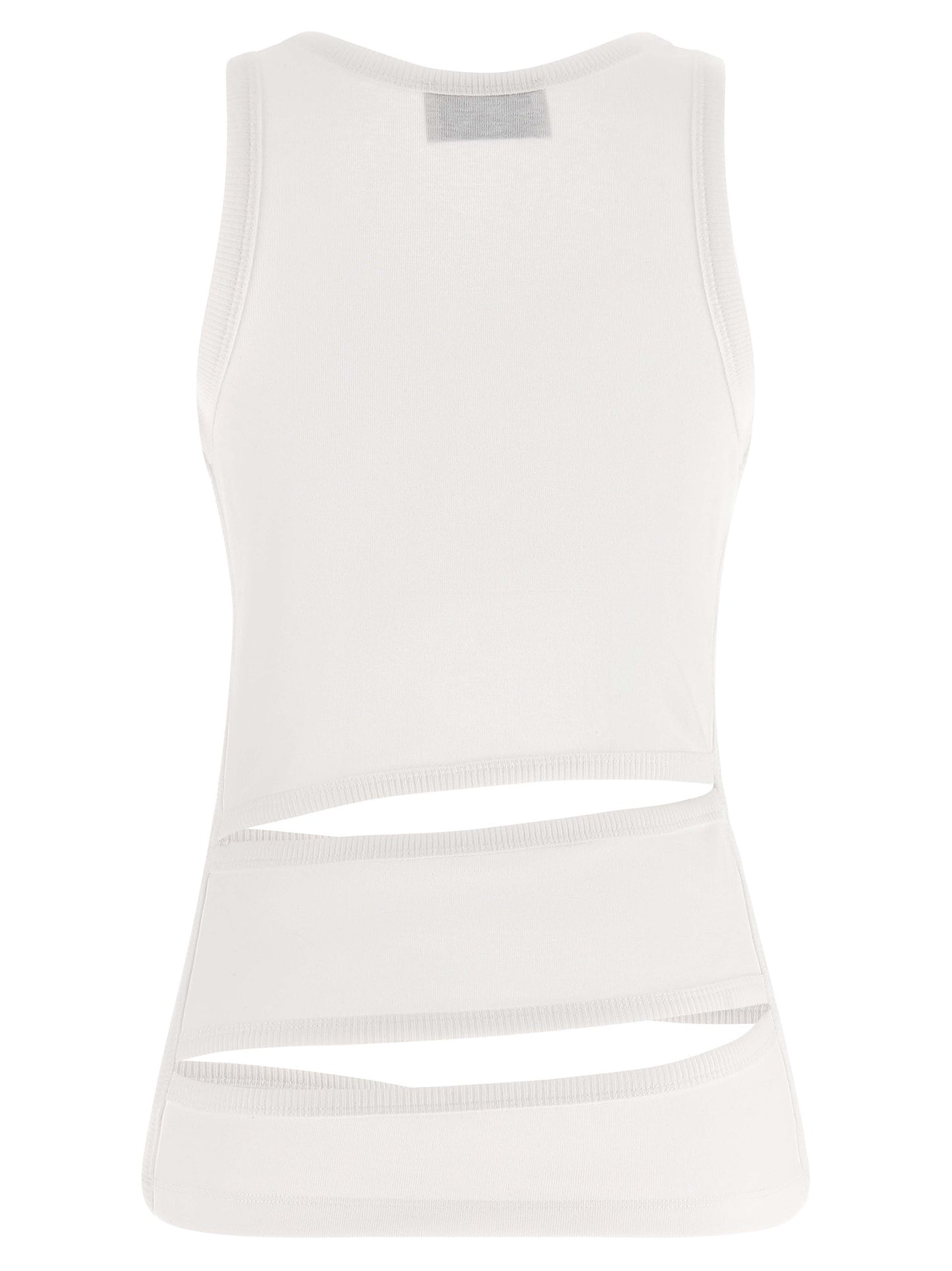 Tank Top by Coperni for women in organic cotton white showcases a perennial silhouette, artfully detailed with a design and a perennial round neckline.
