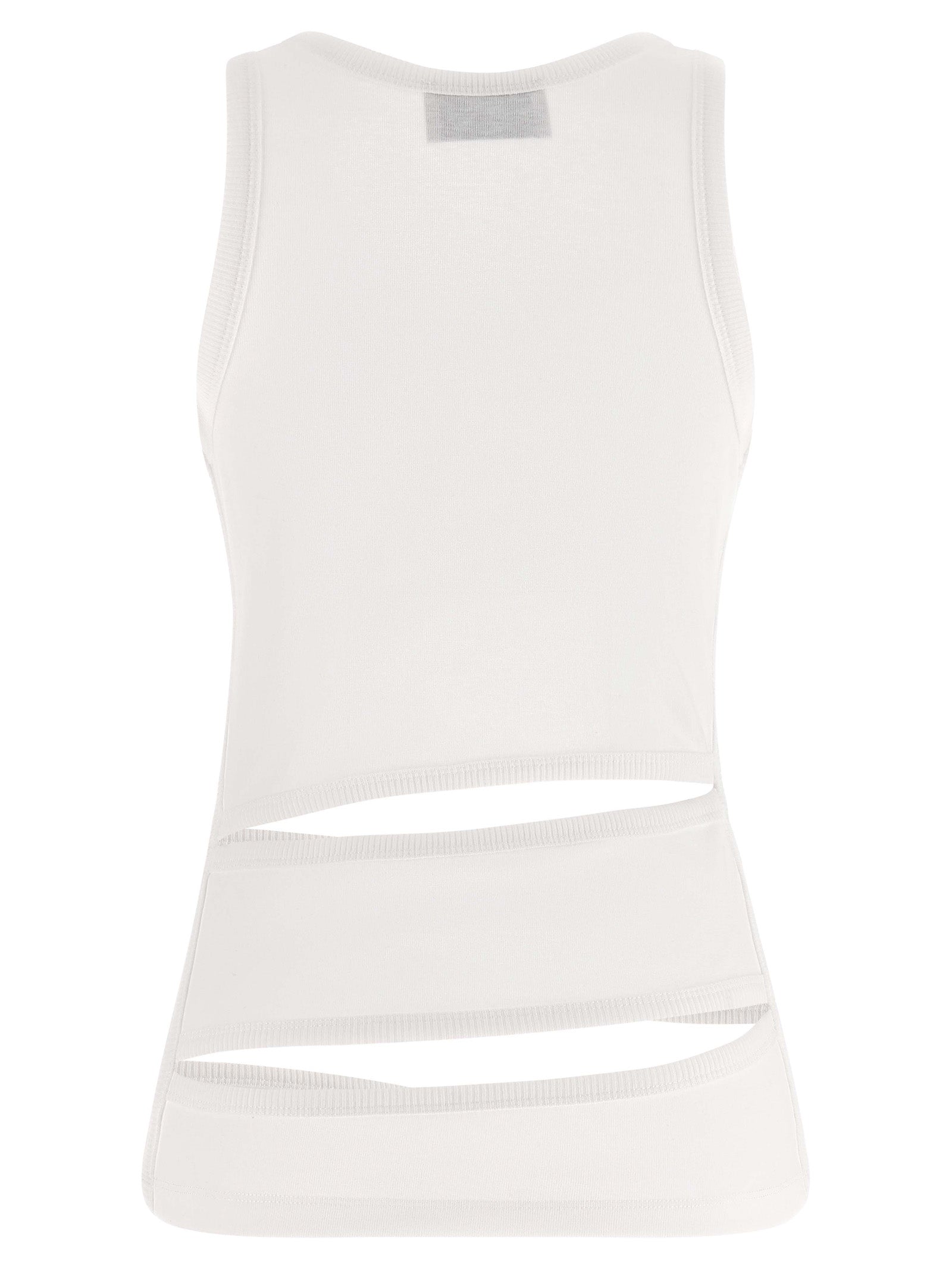 Tank Top by Coperni for women in organic cotton white showcases a perennial silhouette, artfully detailed with a design and a perennial round neckline.