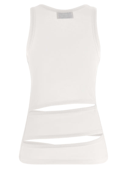 Tank Top by Coperni for women in organic cotton white showcases a perennial silhouette, artfully detailed with a design and a perennial round neckline.