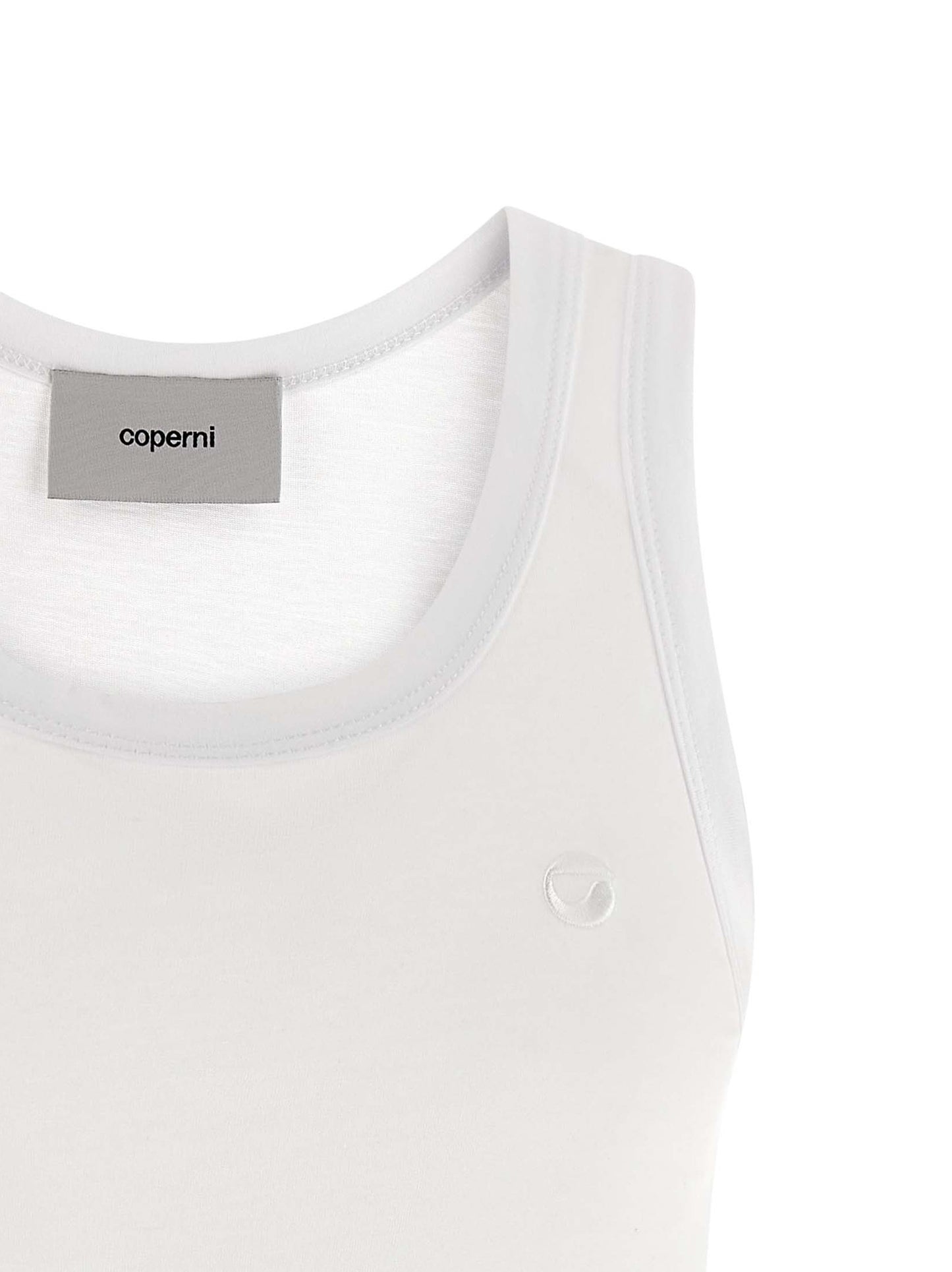 Tank Top by Coperni for women in modal & cotton white presents a uncompromising silhouette, artfully detailed with a uncompromising and for a sophisticated, uncompromising finish.