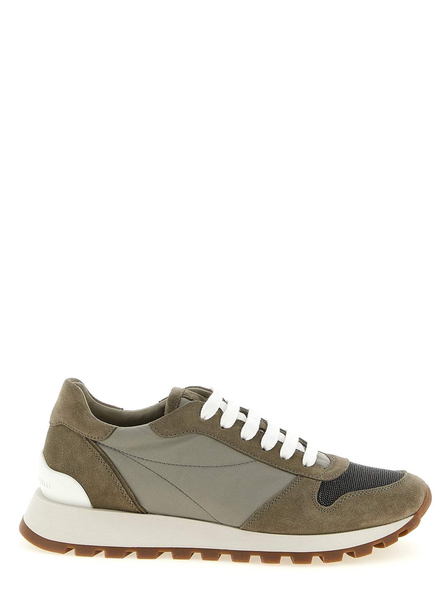 Athletic Sneakers by Brunello Cucinelli for women in tu polyamide polyester suede leather bicolour & green features an effortless chic silhouette, showcasing the signature athletic style of the Women's Athletic TU Polyamide Polyester Suede Leather Sneakers collection with a truly effortless chic finish.
