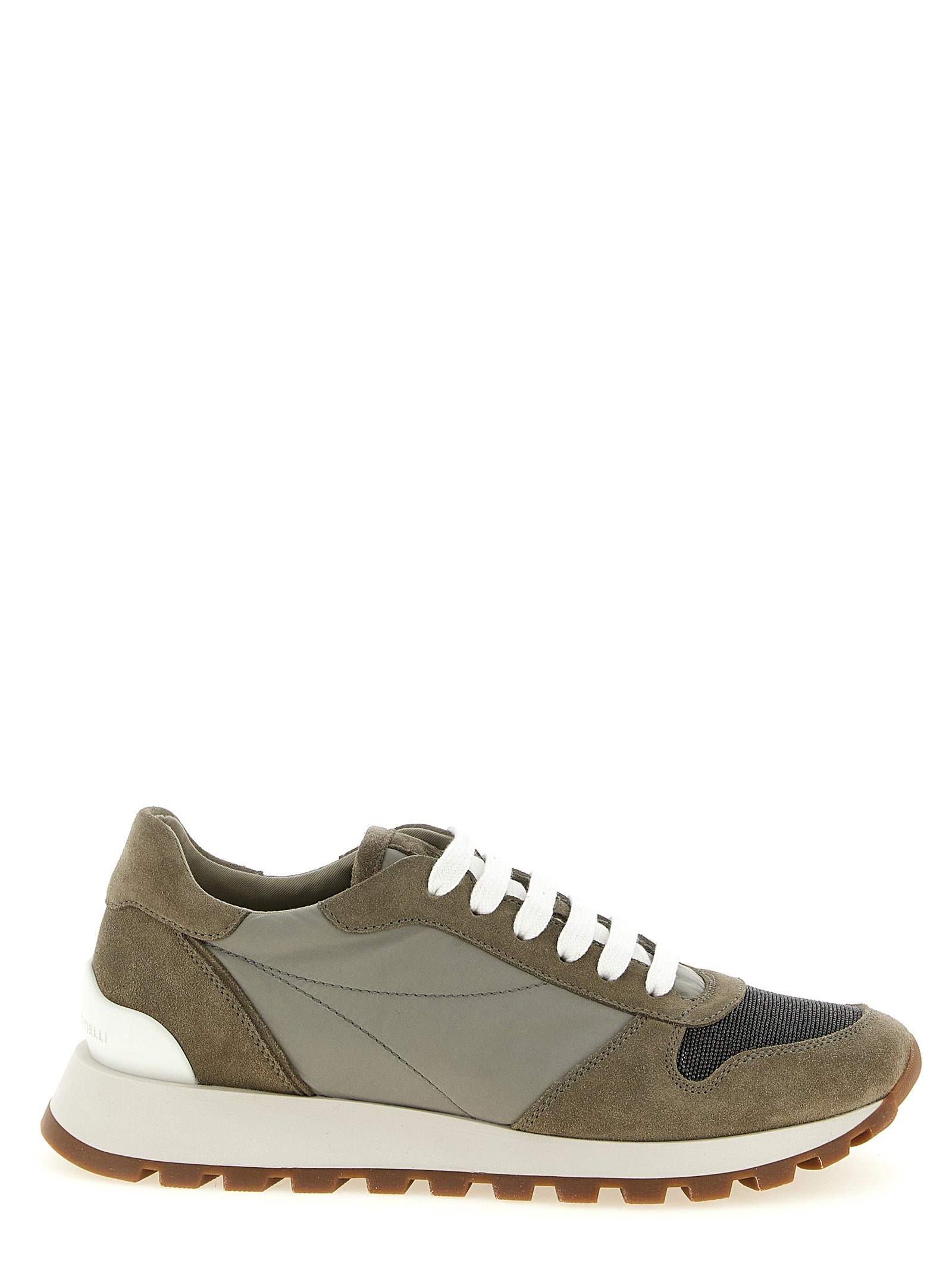 Athletic Sneakers by Brunello Cucinelli for women in tu polyamide polyester suede leather bicolour & green features an effortless chic silhouette, showcasing the signature athletic style of the Women's Athletic TU Polyamide Polyester Suede Leather Sneakers collection with a truly effortless chic finish.