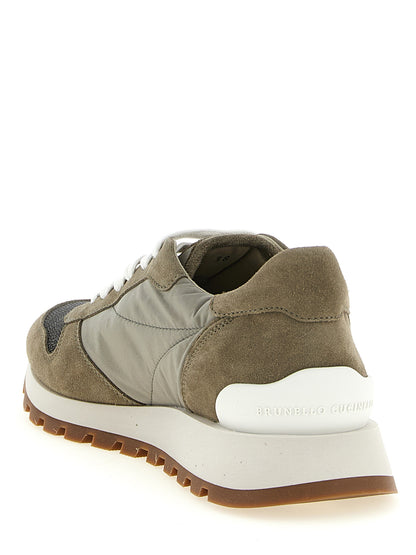 Athletic Sneakers Brunello Cucinelli women tu polyamide polyester suede leather bicolour & green featuring a avant-garde Women's Athletic TU Polyamide Polyester Suede Leather Sneakers design with a avant-garde athletic style for a refined finish.