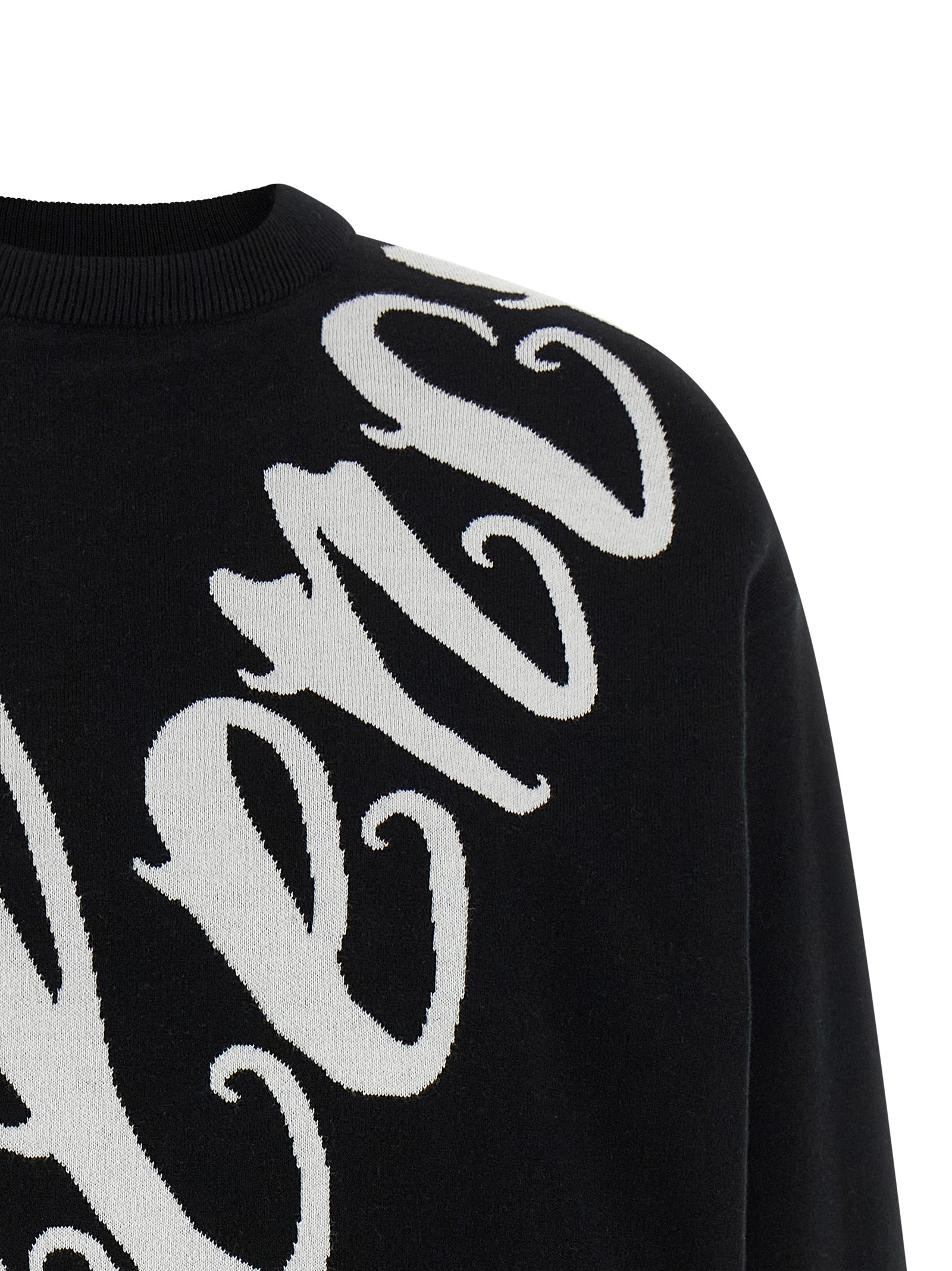 Cardigan by Balenciaga for women in stretch polyamide cotton bicolour, black, white, patterned & jacquard showcases a captivating silhouette, artfully detailed with a captivating and crew neckline for a truly sophisticated captivating look.