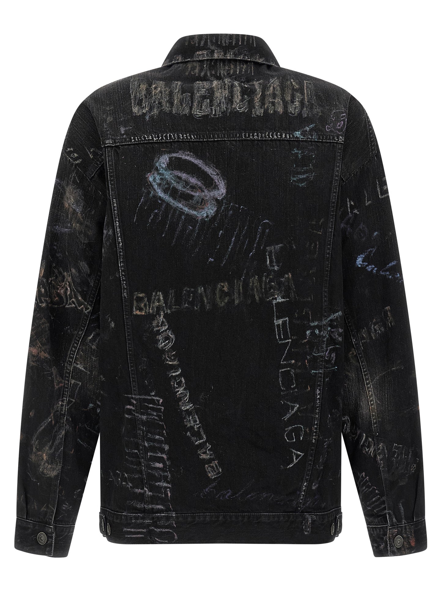 Trucker Jacket by Balenciaga for men in denim cotton black features an on trend silhouette, showcasing refined pockets and a sophisticated shirt-collar neckline for a truly on trend finish.