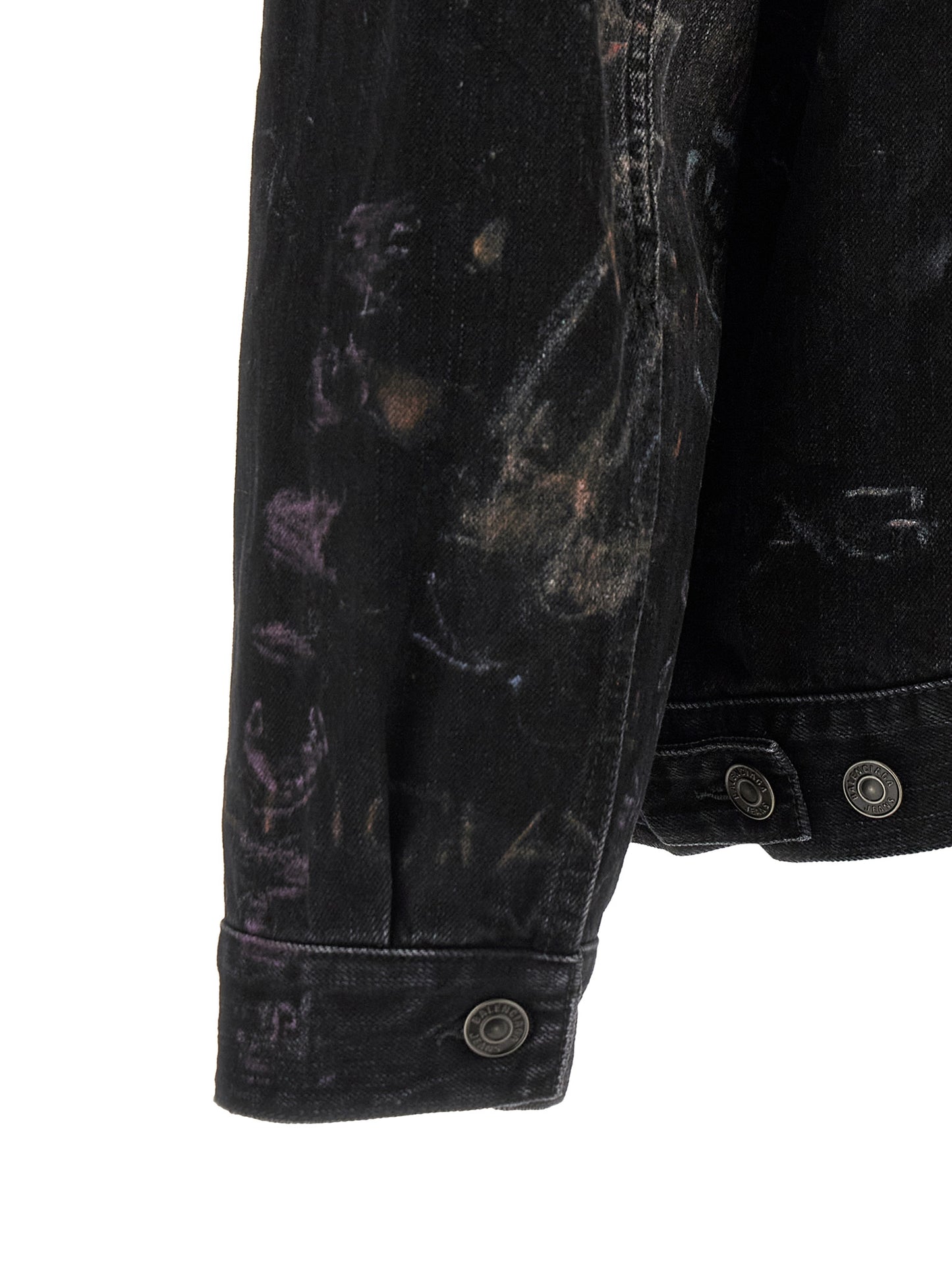 Trucker Jacket by Balenciaga for men in denim cotton black features a dramatic silhouette, showcasing a sophisticated and distinctive pockets for a dramatic aesthetic.