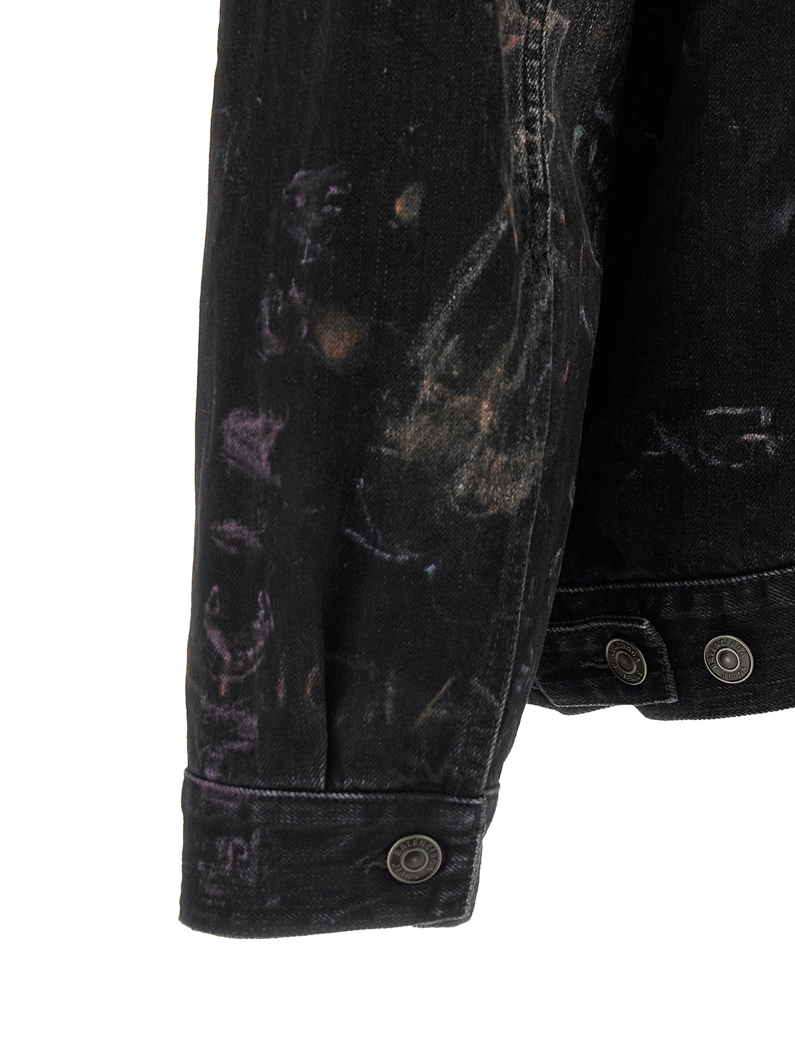 Trucker Jacket by Balenciaga for men in denim cotton black features a dramatic silhouette, showcasing a sophisticated and distinctive pockets for a dramatic aesthetic.