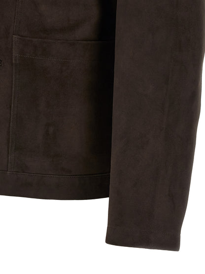 Jacket by GIORGIO BRATO for men in suede leather brown presents a authentic silhouette, artfully detailed with a authentic and functional pockets for a premium authentic finish.