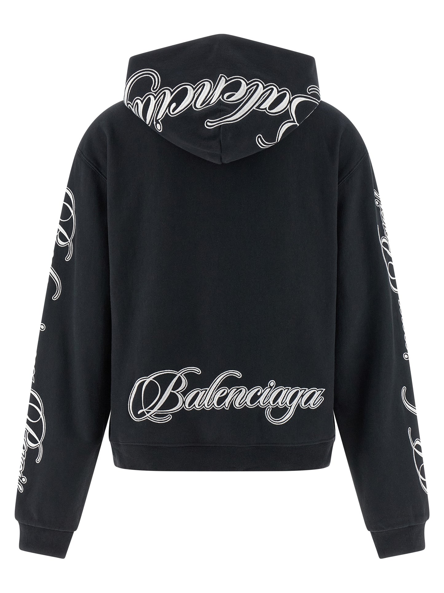 Sweatshirt Hoodie by Balenciaga for women in cotton black features a authentic silhouette, showcasing a sophisticated hooded neckline and authentic detail for a refined finish.