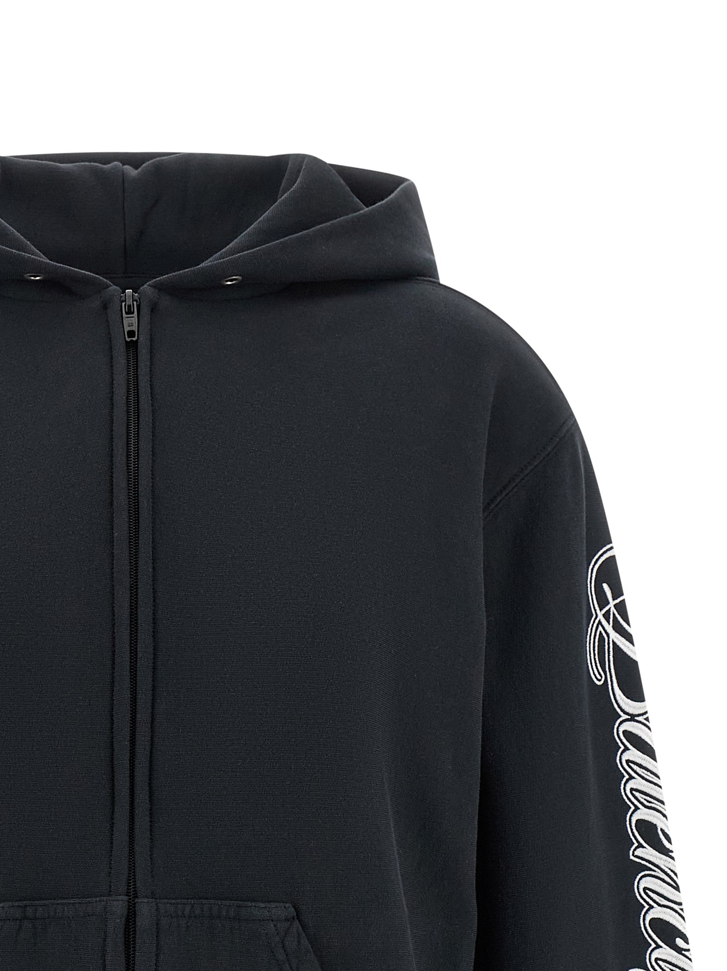 Sweatshirt Hoodie by Balenciaga for women in cotton black features an luminous silhouette, showcasing a sophisticated hooded neckline and for a truly luminous look.