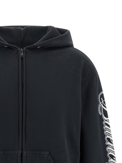 Sweatshirt Hoodie by Balenciaga for women in cotton black features an luminous silhouette, showcasing a sophisticated hooded neckline and for a truly luminous look.