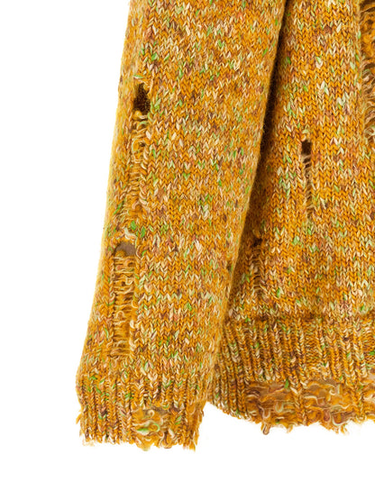 Cardigan by R13 for women in poly cotton alpaca wool & leather bicolour, yellow & patterned features an crisp silhouette, showcasing a sophisticated and detail for a truly crisp finish.