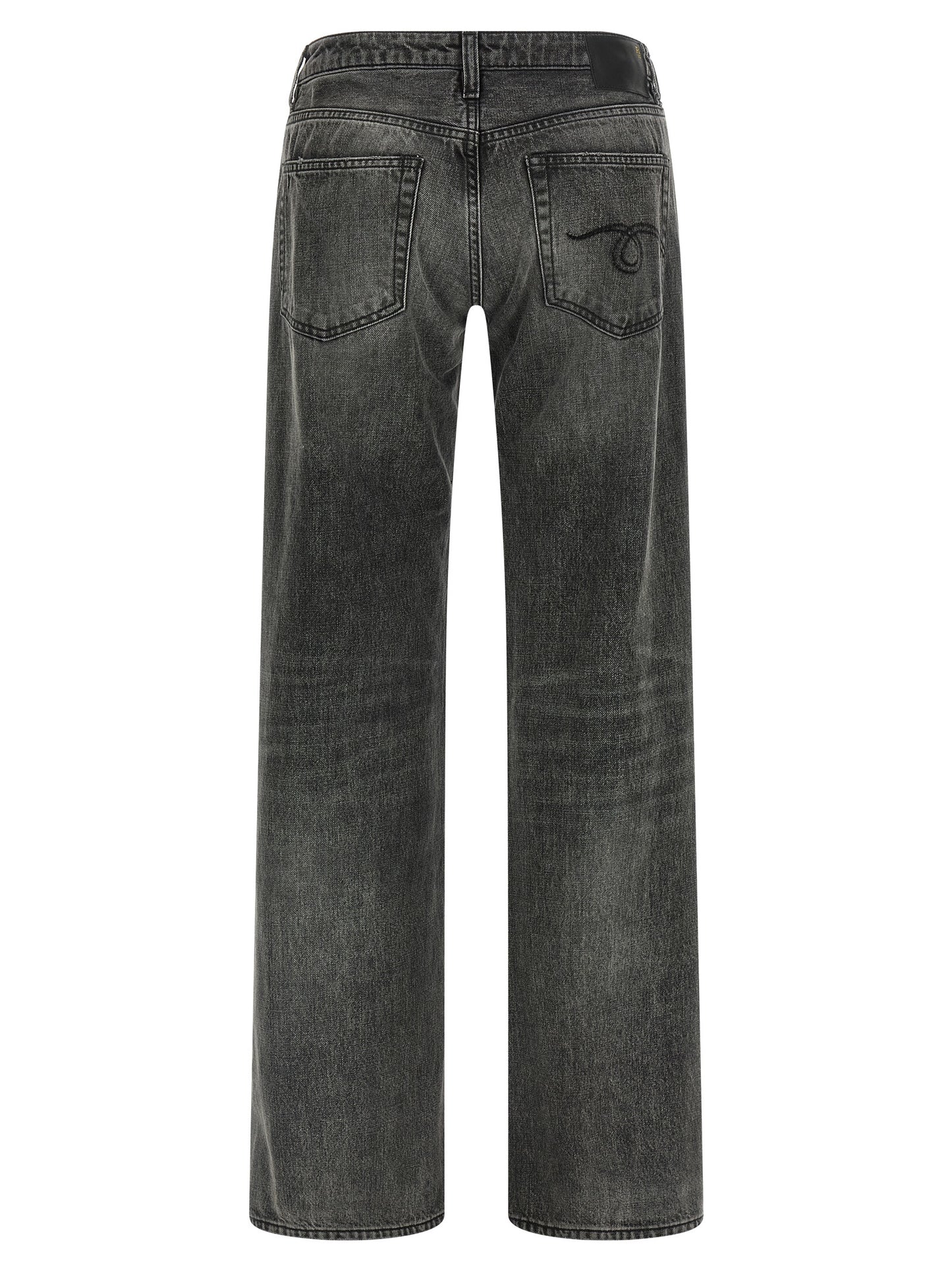 Jeans by R13 for women in denim cotton gray & signature features a polished silhouette with a polished straight-leg, reaching a polished long and finished with a polished low rise.