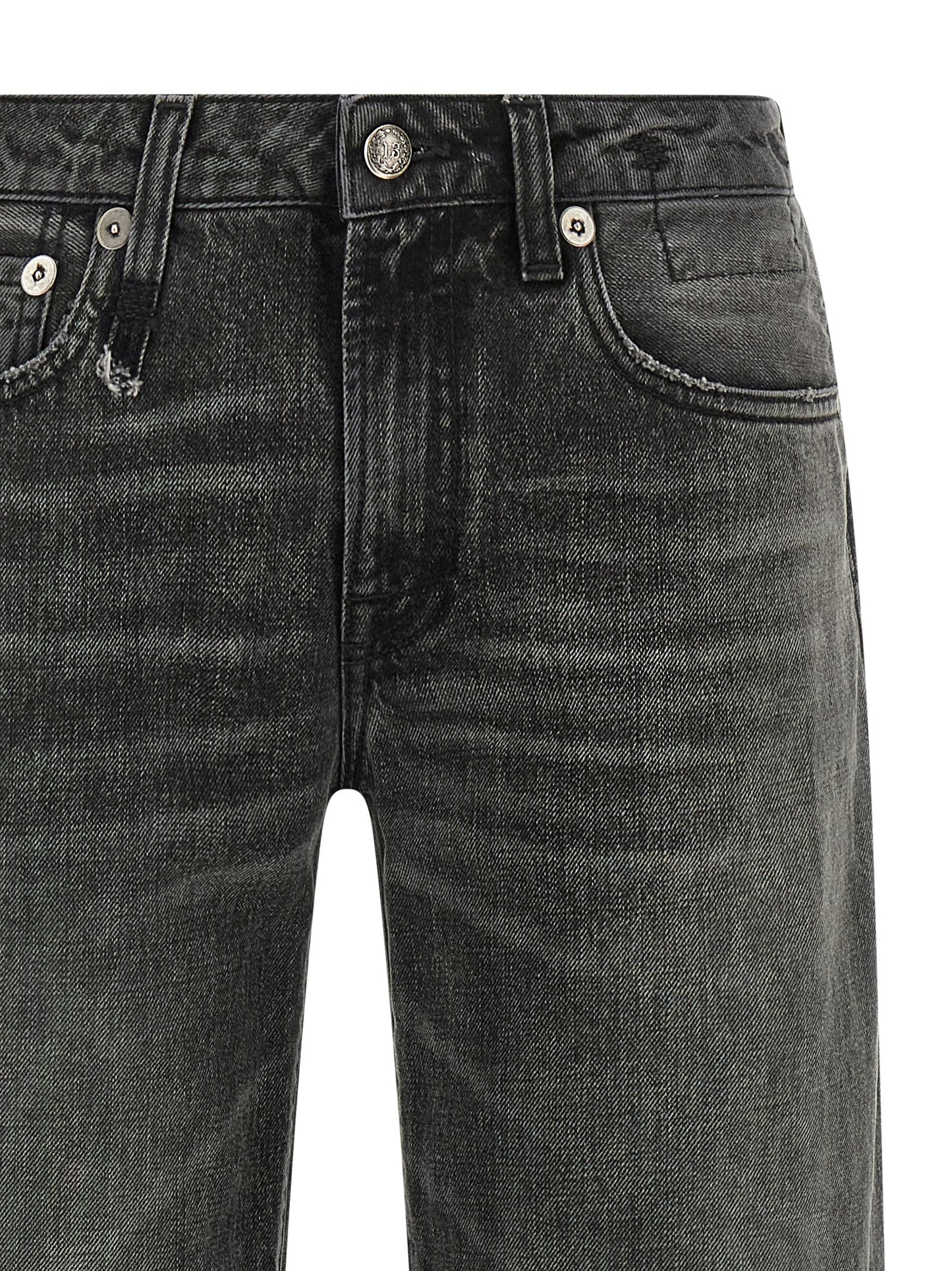 Jeans by R13 for women in denim cotton gray & signature features a refined silhouette with a refined straight-leg, defined by a low rise and a refined long for a refined finish.