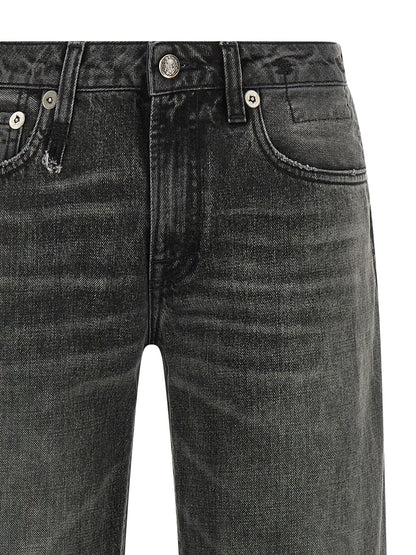 Jeans by R13 for women in denim cotton gray & signature features a refined silhouette with a refined straight-leg, defined by a low rise and a refined long for a refined finish.