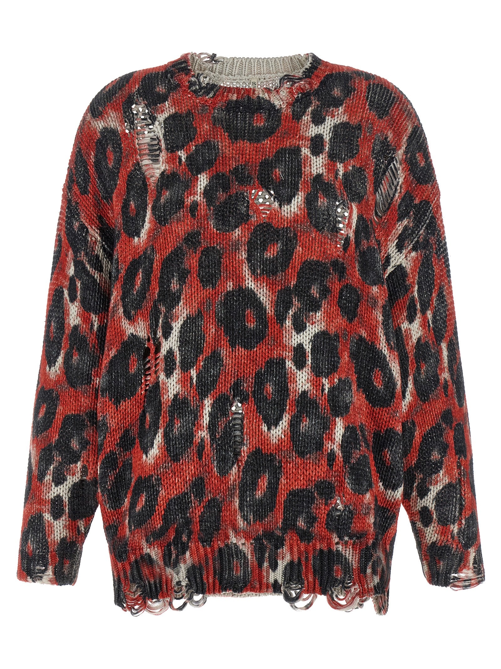 Cardigan by R13 for women in cotton animal, multicolor, red, patterned & print features an impeccable silhouette, showcasing a sophisticated crew neckline and long-sleeve detail for a truly impeccable finish.