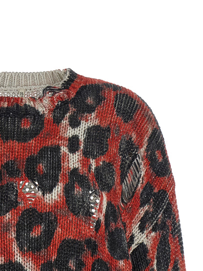 Cardigan by R13 for women in cotton animal, multicolor, red, patterned & print features a nuanced silhouette with a refined crew neckline and nuanced detailing for a sophisticated look.