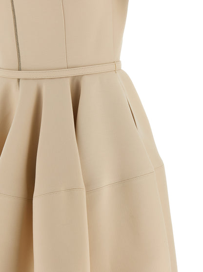 Dress by Fendi for women in wool & silk multicolor & pink features an cute silhouette, detailed with a and that elegantly flows into a cute short mini.