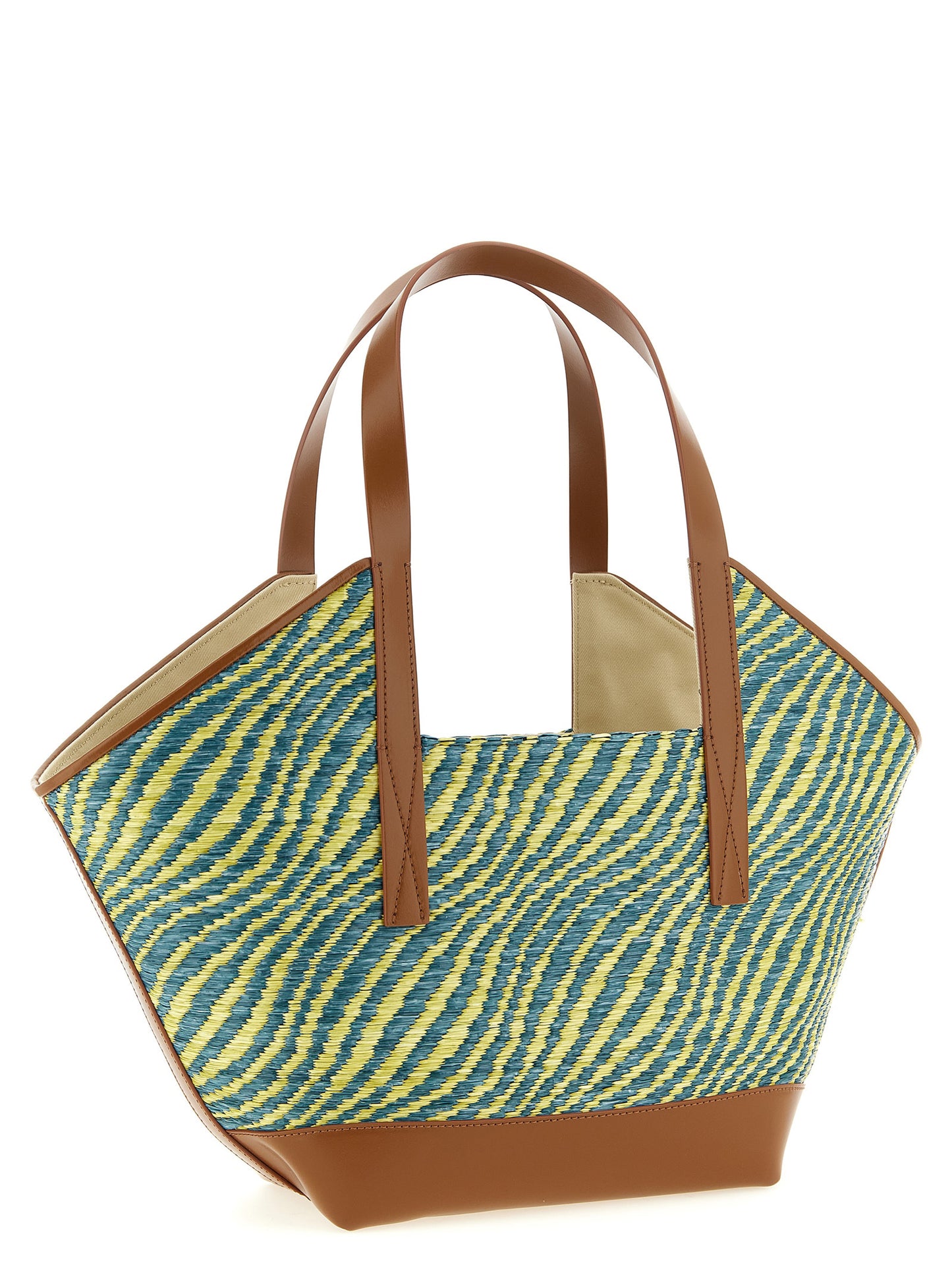 Marni Waves Faux Patent Leather Tote Bag - Bicolour Green