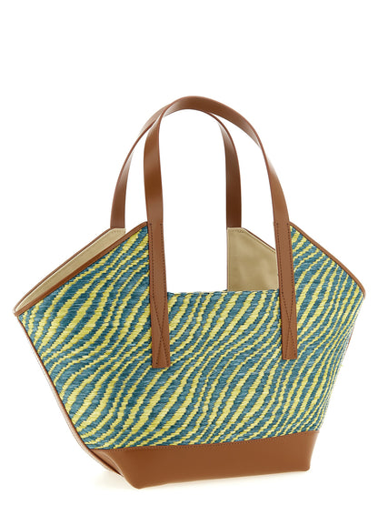Marni Waves Faux Patent Leather Tote Bag - Bicolour Green
