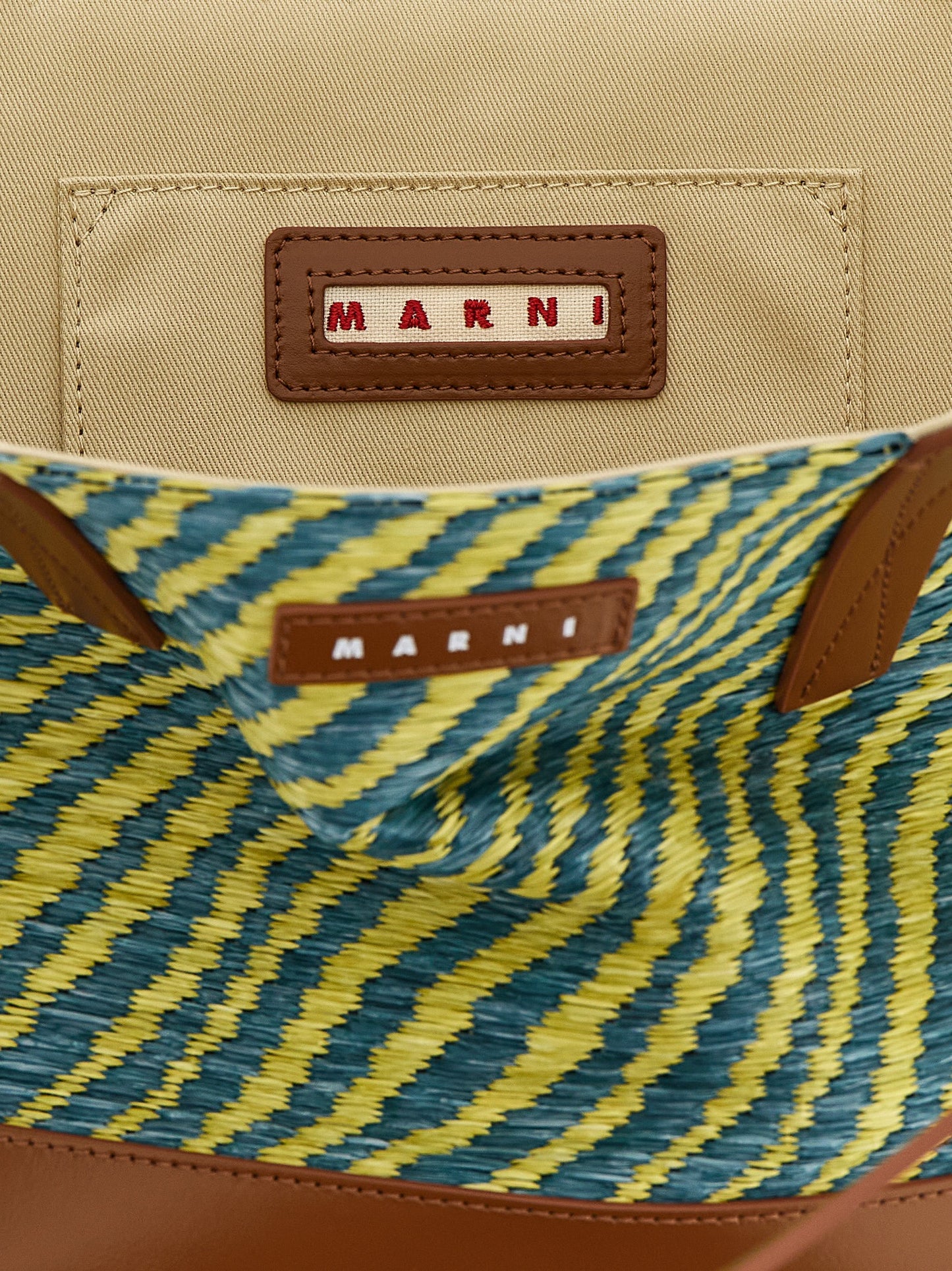 Marni Waves Faux Patent Leather Tote Bag - Bicolour Green