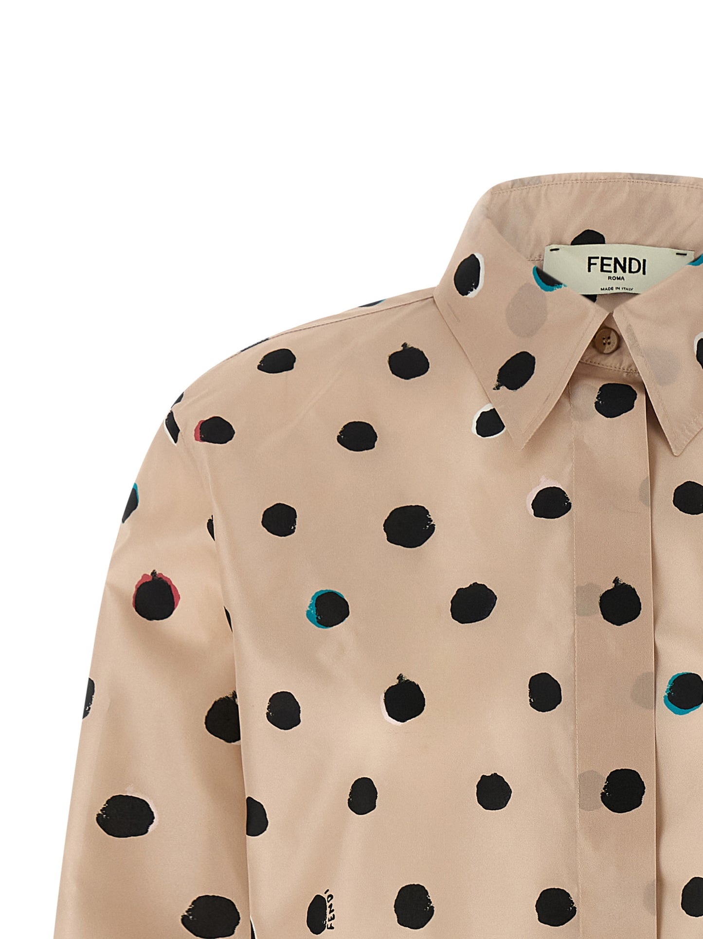 Blouse by Fendi for women in silk multicolor, pink, dots & print presents a discerning silhouette, showcasing a sophisticated and for a truly discerning finish.