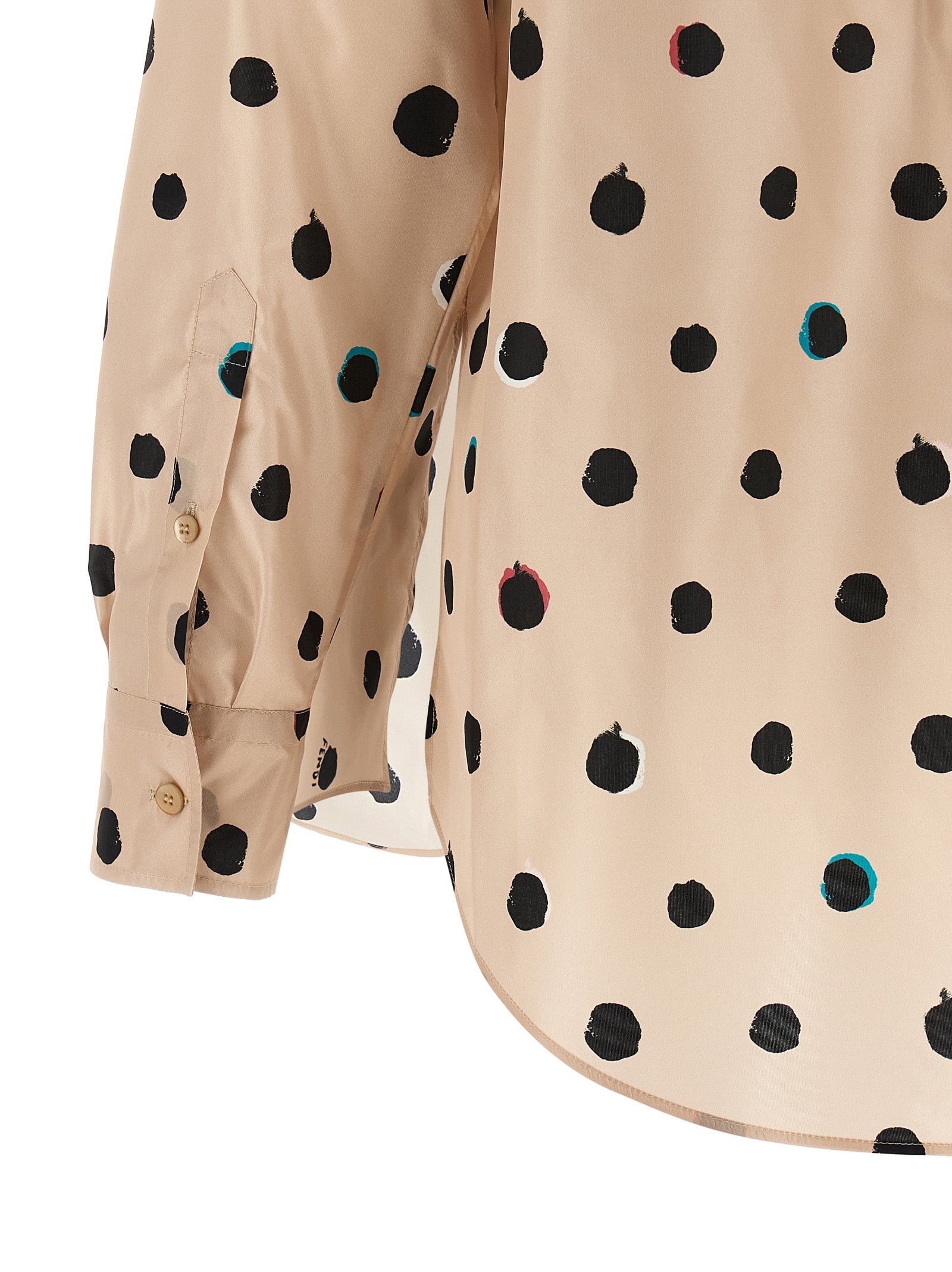 Blouse by Fendi for women in silk multicolor, pink, dots & print features an architectural silhouette with a refined and elegant for a architectural look.