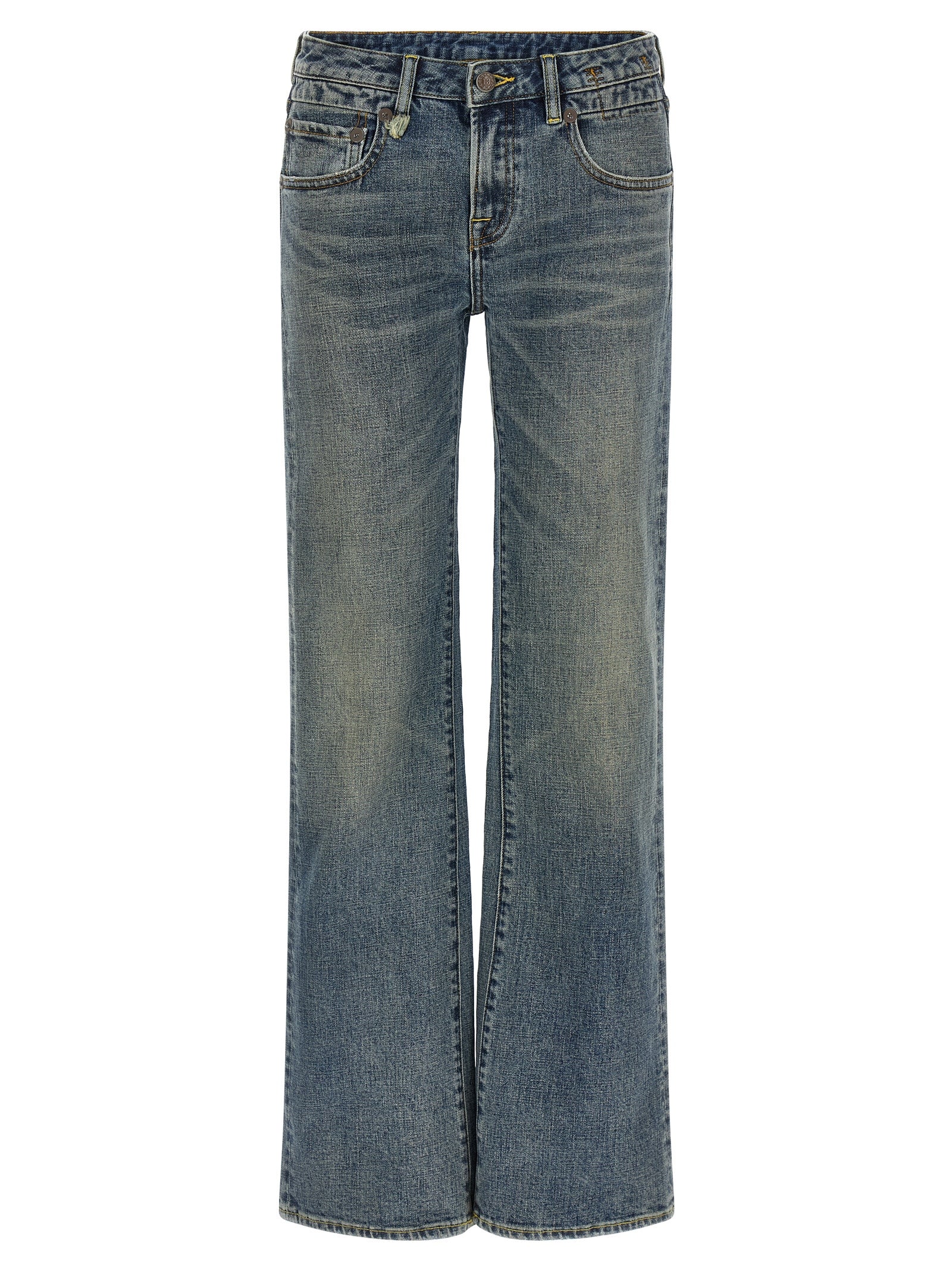Jeans by R13 for women in polyurethane & denim cotton blue & signature features a refined silhouette with a refined straight-leg & flared, defined by a low rise and a refined long for a refined finish.