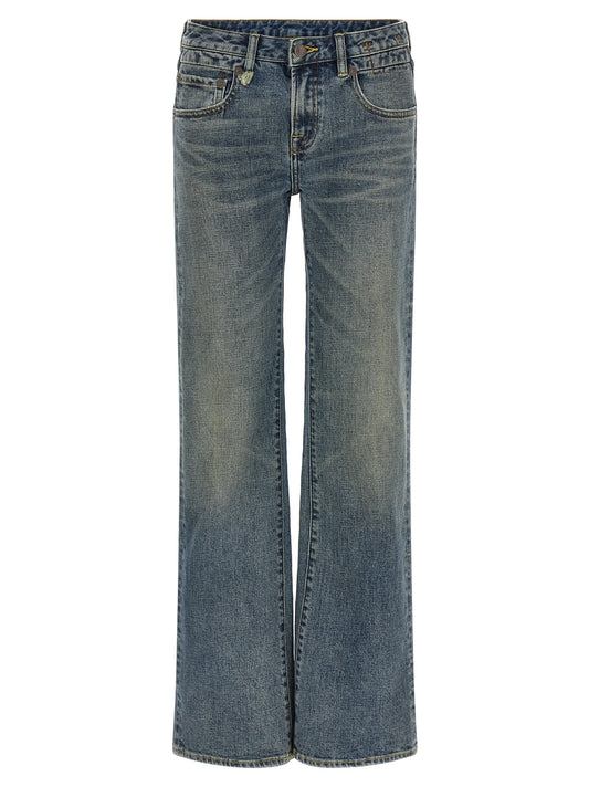 Jeans by R13 for women in polyurethane & denim cotton blue & signature features a refined silhouette with a refined straight-leg & flared, defined by a low rise and a refined long for a refined finish.