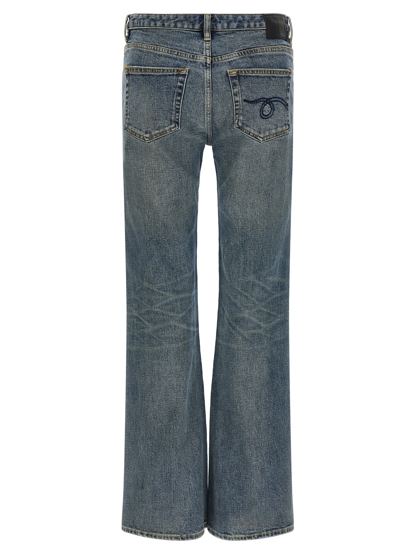 Jeans by R13 for women in polyurethane & denim cotton blue & signature features a polished silhouette with a polished straight-leg & flared, reaching a polished long and finished with a polished low rise.