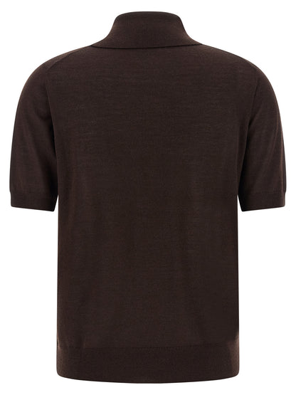 Polo Shirt by P.A.R.O.S.H. for women in cashmere silk brown showcases a sharp silhouette, detailed with a refined and sharp for a sophisticated finish.