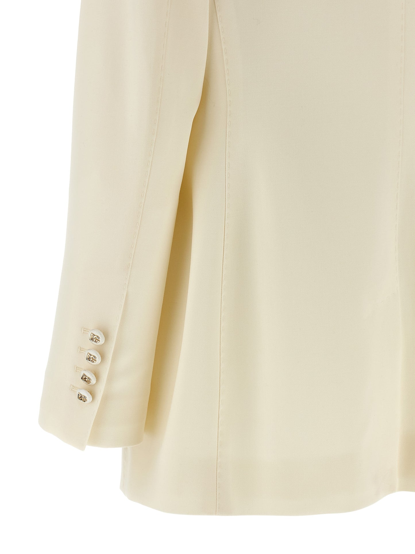 Blazer by Dolce & Gabbana for women in virgin wool white presents a distinguished silhouette, detailed with a distinguished and distinctive for a truly sophisticated finish.