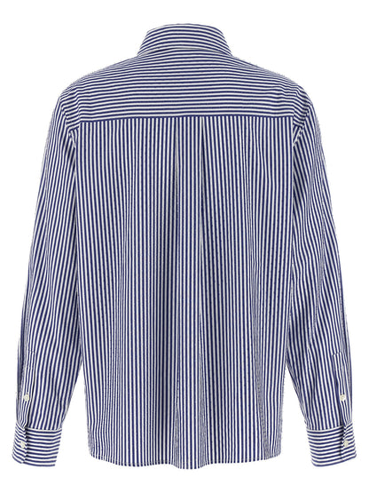 Blouse by P.A.R.O.S.H. for women in cotton & rhinestone blue & striped, featuring a nuanced and nuanced for a sophisticated finish.