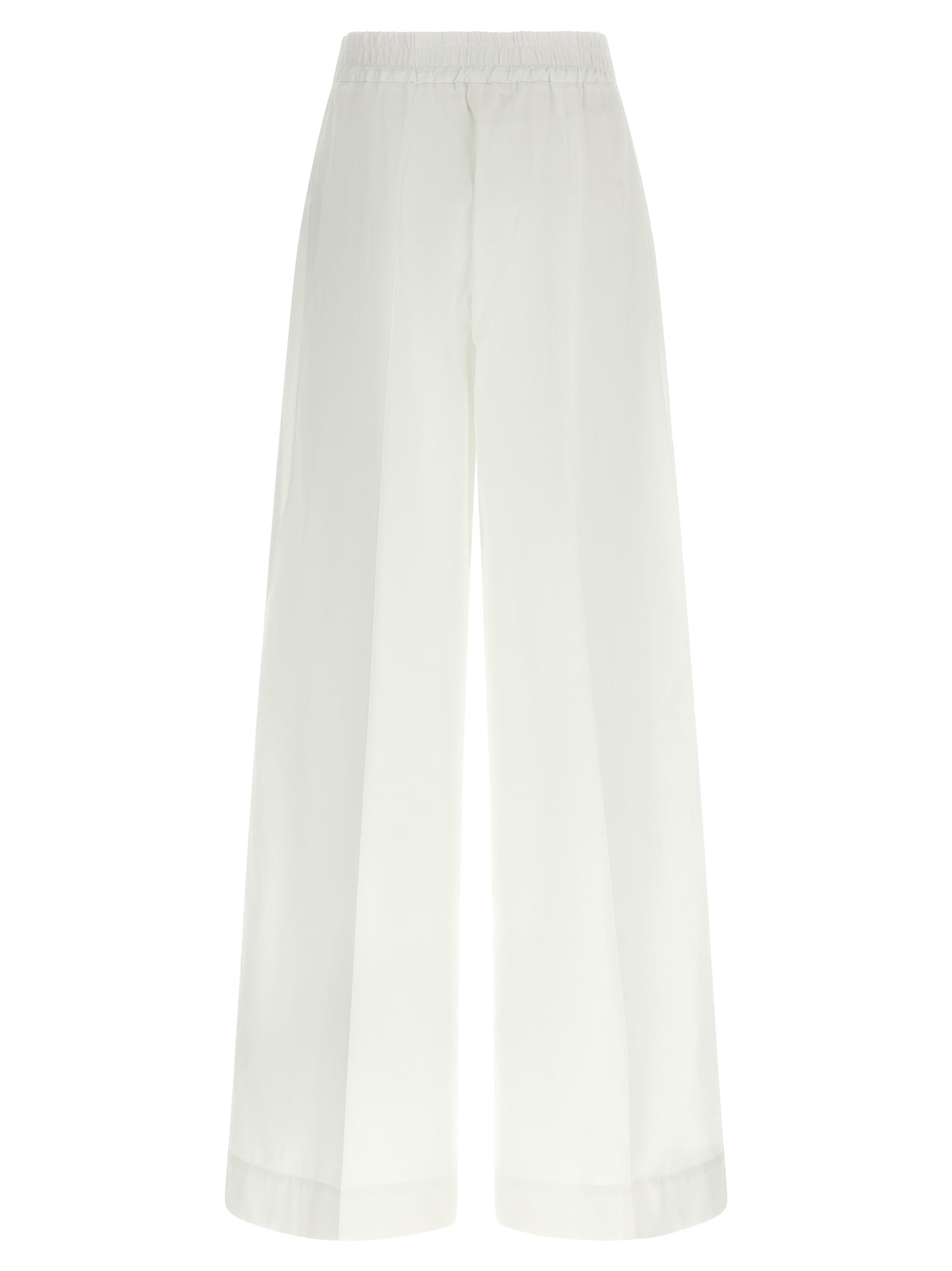 Trousers by P.A.R.O.S.H. for women in cotton white features an on trend silhouette, showcasing a sophisticated straight-leg & wide with a long and for an on trend finish.