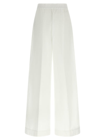 Trousers by P.A.R.O.S.H. for women in cotton white features an on trend silhouette, showcasing a sophisticated straight-leg & wide with a long and for an on trend finish.