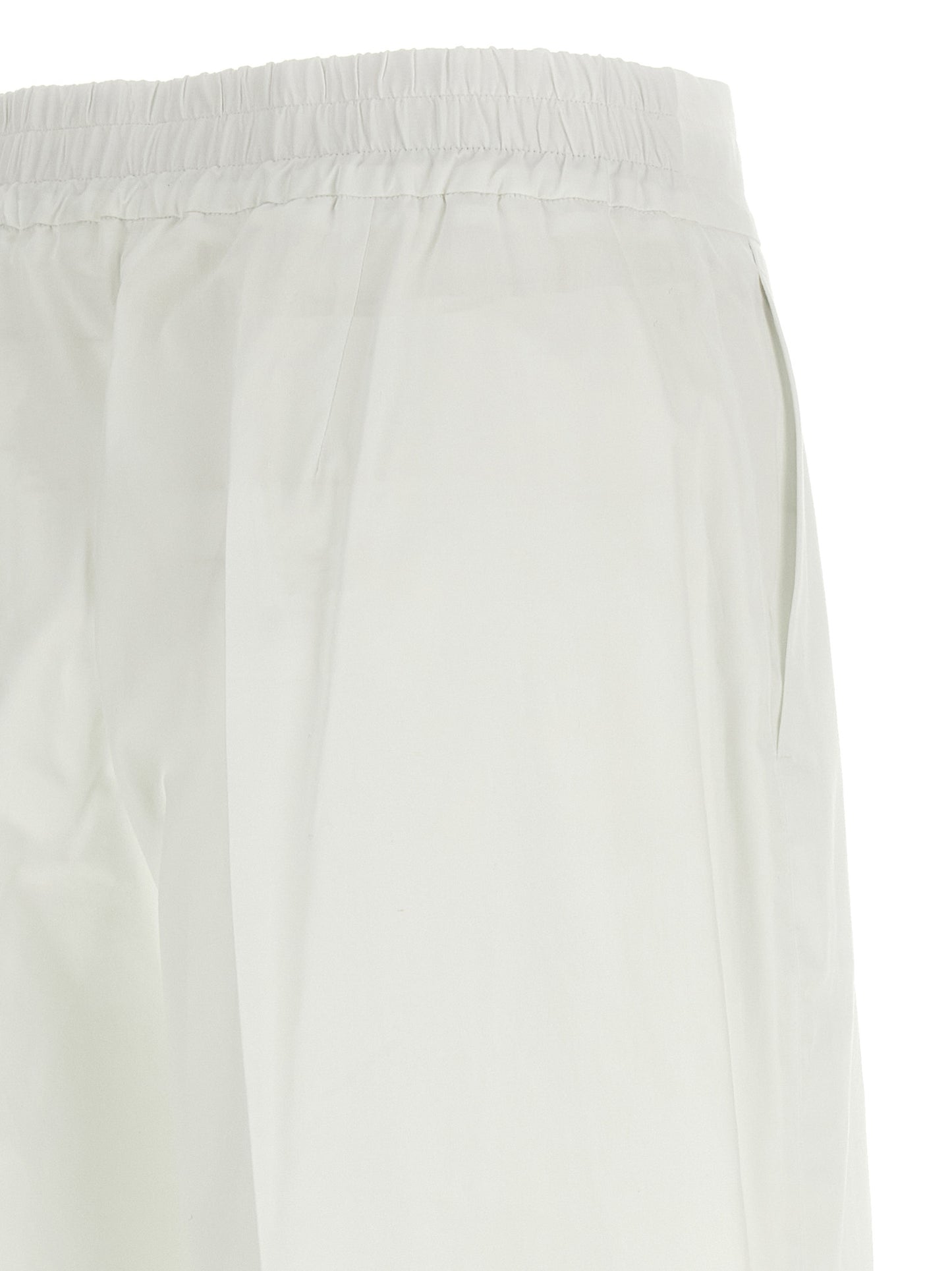 Trousers by P.A.R.O.S.H. for women in cotton white features an sartorial silhouette, showcasing a precise straight-leg & wide and long with a sartorial for a refined look.