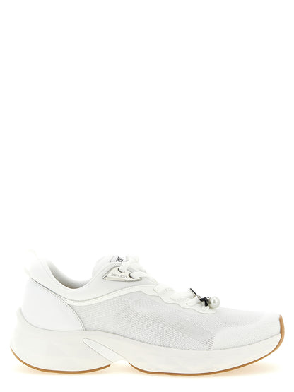 Athletic Sneakers by Jimmy Choo for women in polyurethane nappa leather pearl, white & patterned showcases an impeccable silhouette, defined by an impeccable sock athletic style design that perfectly captures the essence of the Women's Sock Athletic Polyurethane Nappa Leather Sneakers.