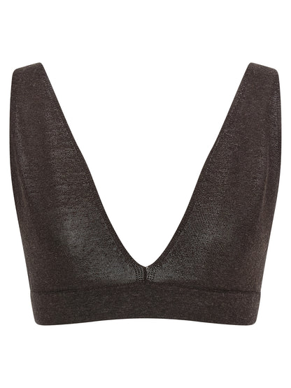 Bra by P.A.R.O.S.H. for women in linen & viscose brown features a nuanced silhouette, showcasing the nuanced design of the Women's Linen & Viscose Bra with a nuanced fit.