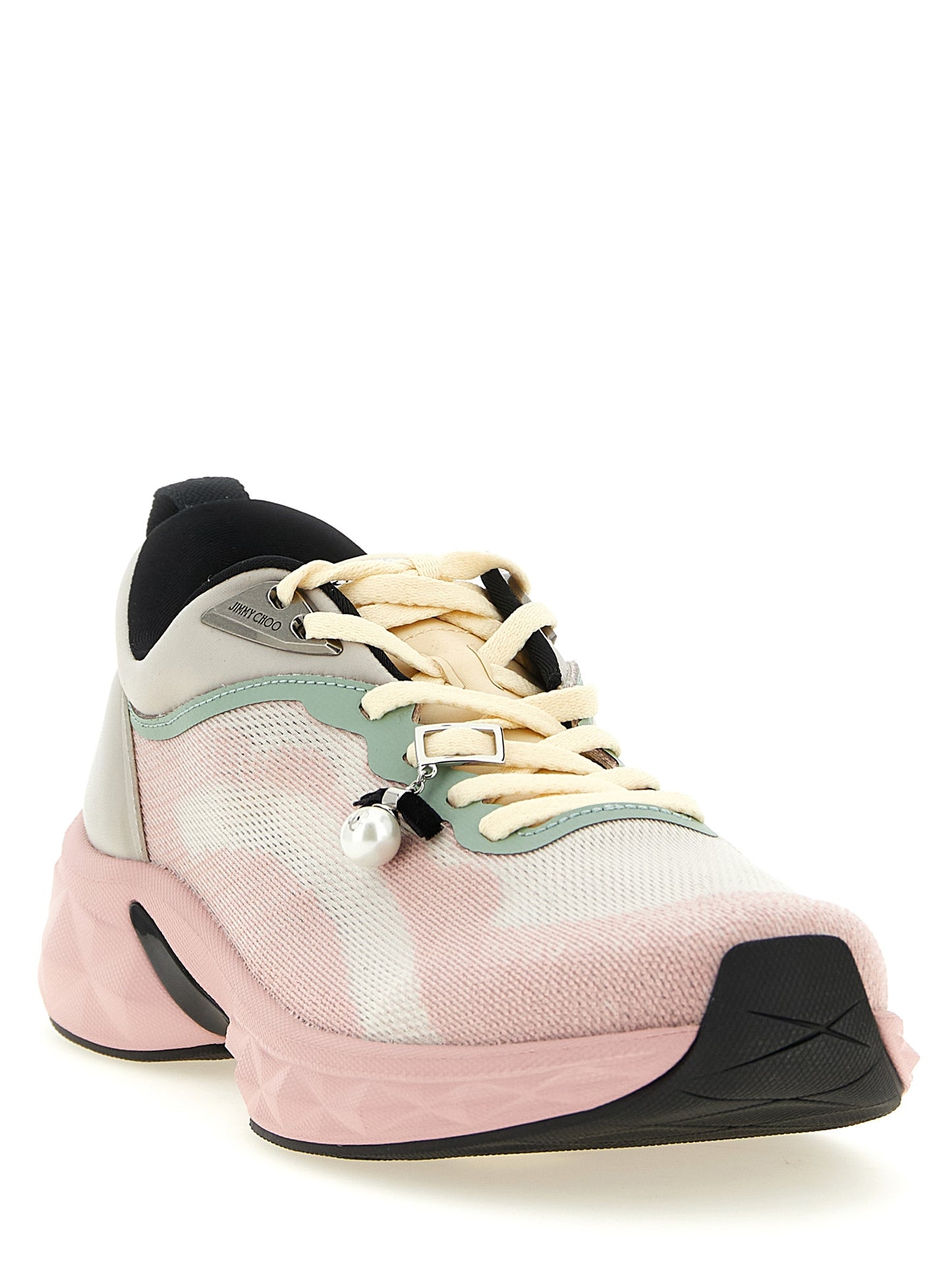 Athletic Sneakers by Jimmy Choo for women in polyurethane nappa leather & elastane multicolor, pearl, pink, patterned & jacquard features an timeless silhouette from the Women's Sock Athletic Polyurethane Nappa Leather & Elastane Sneakers collection, showcasing a timeless sock athletic style for a timeless look.