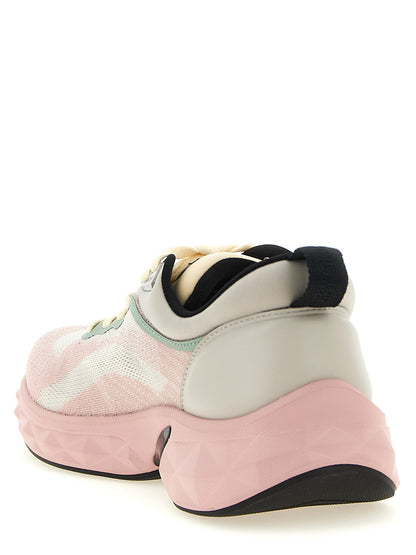 Athletic Sneakers by Jimmy Choo for women in polyurethane nappa leather & elastane multicolor, pearl, pink, patterned & jacquard presents a sleek silhouette, perfectly capturing the sock athletic style essence of Women's Sock Athletic Polyurethane Nappa Leather & Elastane Sneakers with its sleek design and premium finish.