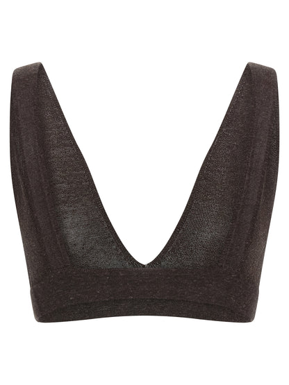 Bra by P.A.R.O.S.H. for women in linen & viscose brown features a discreet silhouette, showcasing the discreet design and fit of this Women's Linen & Viscose Bra.