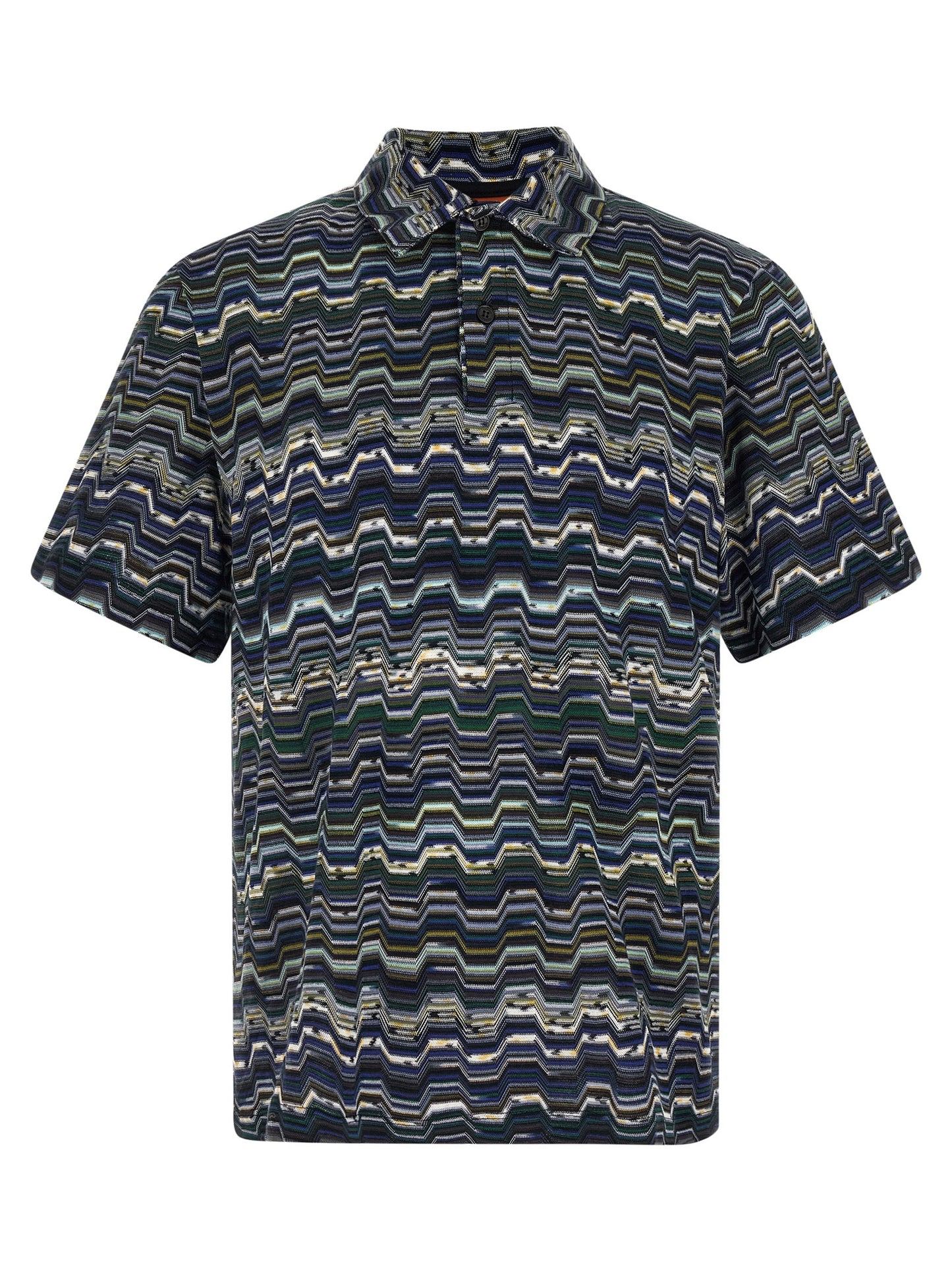 Polo Shirt by Missoni for men in cotton blue, patterned & jacquard presents a distinguished silhouette, showcasing a sophisticated and distinguished short-sleeve for a truly distinguished finish.